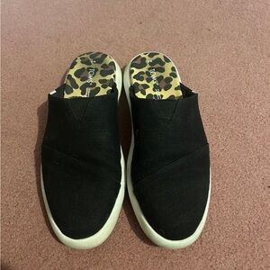 Toms Black Slip-On Mules